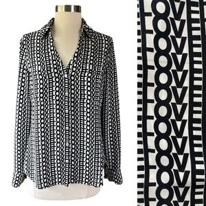 EXPRESS Portofino Shirt in LOVE Print Size Small